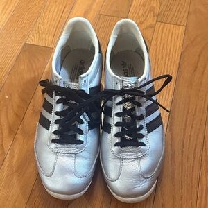 Adidas Metallic Silver Sneakers with Black Accents